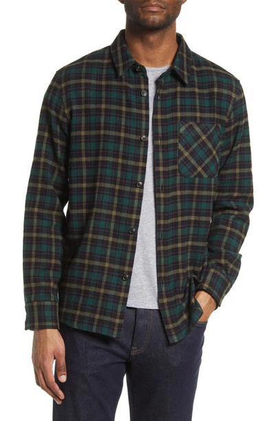 Apc Trek Patch-pocket Check Cotton-blend Shirt In Green