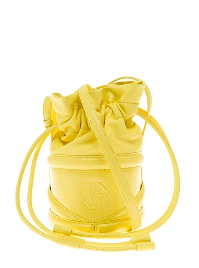 Alexander Mcqueen Woman's  The Curve Satchel  Yellow Leather Crossbody Bag In New Pop Yellow