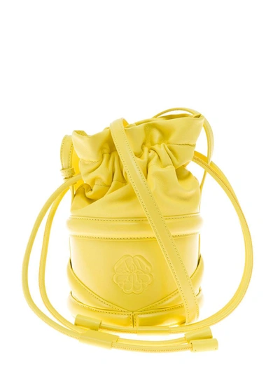 Alexander Mcqueen Woman's  The Curve Satchel  Yellow Leather Crossbody Bag In Yellow