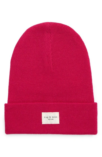 Rag & Bone Icons Addison Wool Blend Beanie In Pink