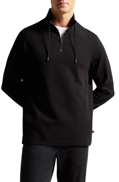 Ted Baker Drovers Stretch Cotton Blend Half Zip Pullover In Black