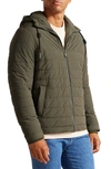 Ted Baker Ovarn Quilted Hooded Stretch-shell Jacket In Khaki