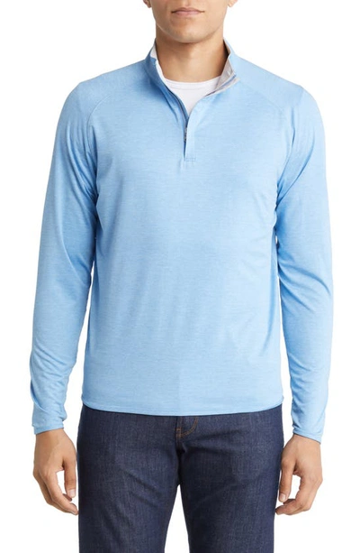 Peter Millar Crafted Stealth Quarter Zip Performance Pullover In Blue Frost