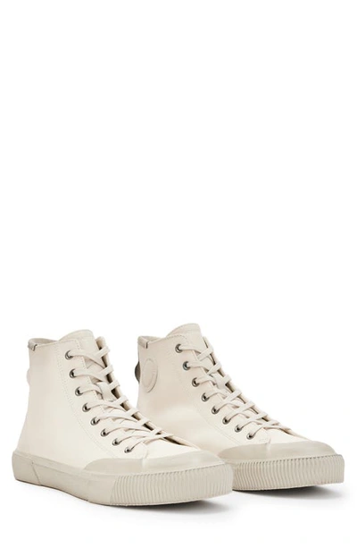 Allsaints Dumont Leather High Top Sneaker In Chalk White