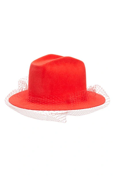 Gladys Tamez Poesy Felt Fedora In Red