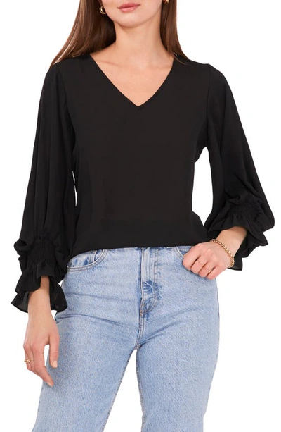 Vince Camuto Bell Sleeve Top In Rich Black