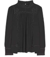 Isabel Marant Embroidered Silk Mock-neck Top, Black
