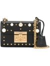 Gucci Padlock Small Faux Pearl-embellished Studded Leather Shoulder Bag In Black