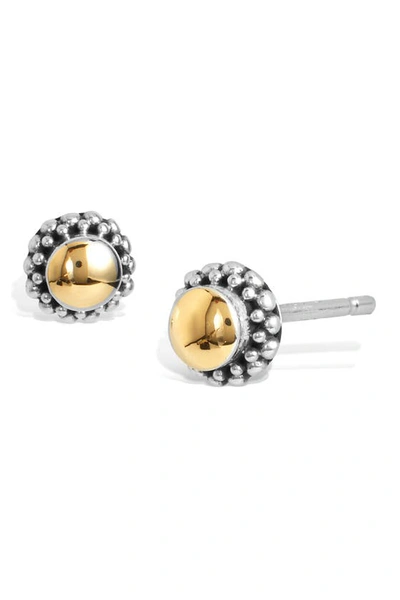 Savvy Cie Jewels 18k Solid Gold & Sterling Silver Stud Earrings In Two Tone