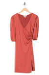 Love By Design Amelia Ruched Wrap Dress In Hot Sauce