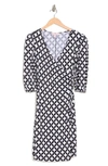 Love By Design Amelia Ruched Wrap Dress In Reverse Retro Geo