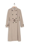 Cole Haan Signature Slick Belted Double Breasted Trench Coat In Stone