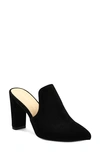 Adrienne Vittadini Nella Faux Leather Pointed Toe Block Heel Mule In Black Kid Suede