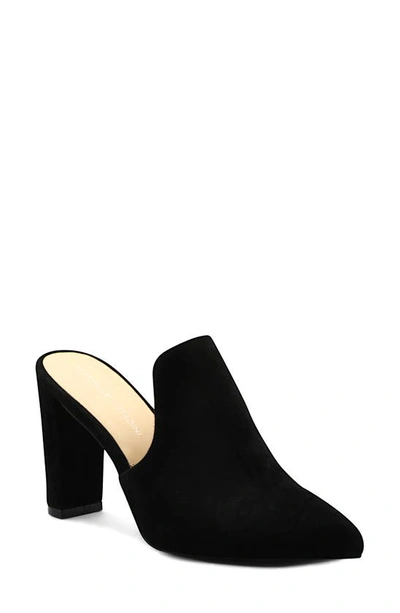 Adrienne Vittadini Nella Faux Leather Pointed Toe Block Heel Mule In Black