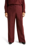 Lafayette 148 Sullivan Straight Leg Wool & Silk Pants In Brown