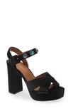 Kurt Geiger Octavia Rhinestone-embellished Velvet Platform Sandals In Charcoal
