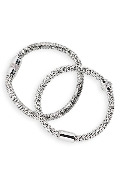 Nordstrom Set Of 2 Mesh Stretch Bracelets In Clear- Silver