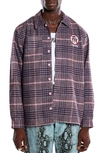 Pleasures Surfing Plaid Flannel Button-up Shirt In Pink