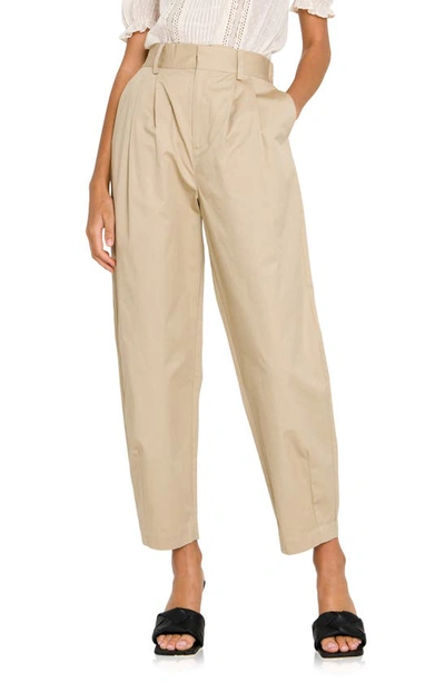 English Factory High Waist Pleated Trousers In Beige