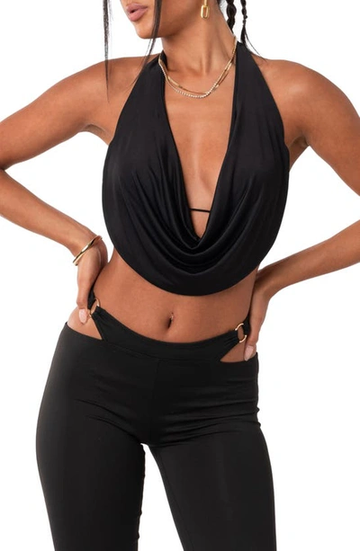 Edikted Monique Open Back Crop Top In Black