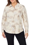 Foxcroft Zoey Tie Dye Cotton Button-up Shirt In Ivory Multi