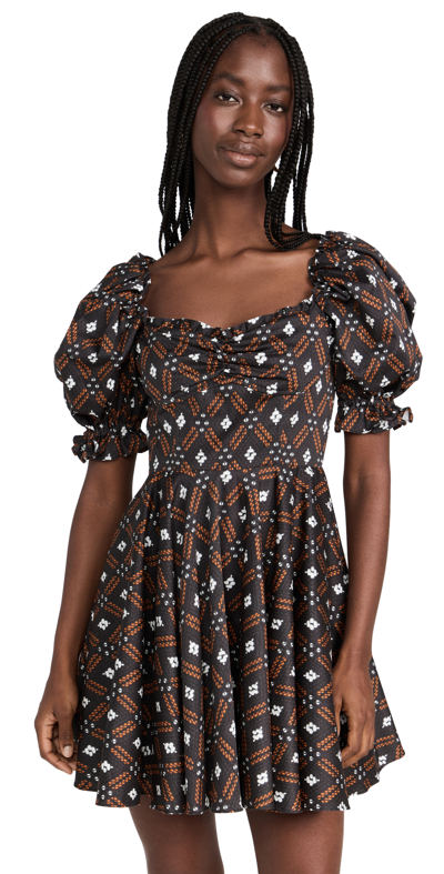 Autumn Adeigbo Camille Dress In Diamond Print In Multi