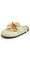 Jw Anderson Chain Link Faux Fur Lined Loafer Mule In Matcha