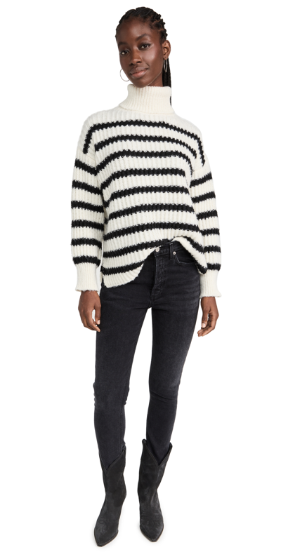 Line & Dot Ariel Sweater In White/black