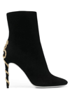 RENÉ CAOVILLA ANKLE BOOTS WITH CRYSTAL SNAKE ON THE HEEL