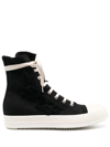 Rick Owens Drkshdw High-top Round Toe Rubber Sole Sneakers In Black