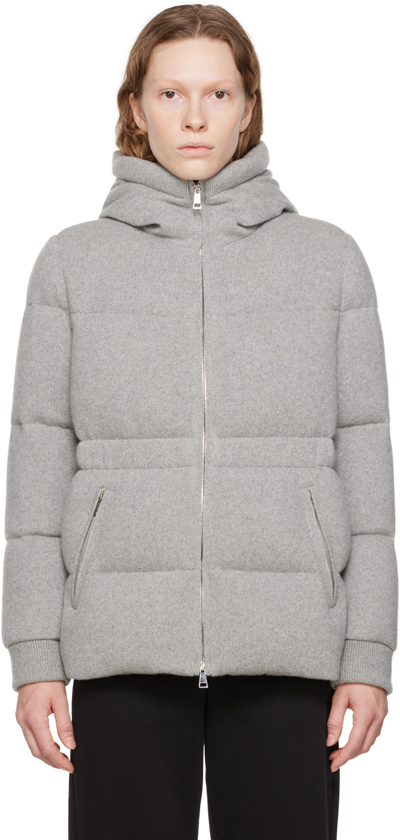 Moncler Daval Hooded Quilted Cashmere-blend Down Jacket In Grey