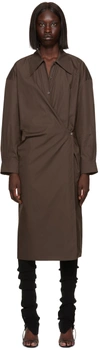 Lemaire Twisted Dress With Straight Collar And Buttons In Burgundy