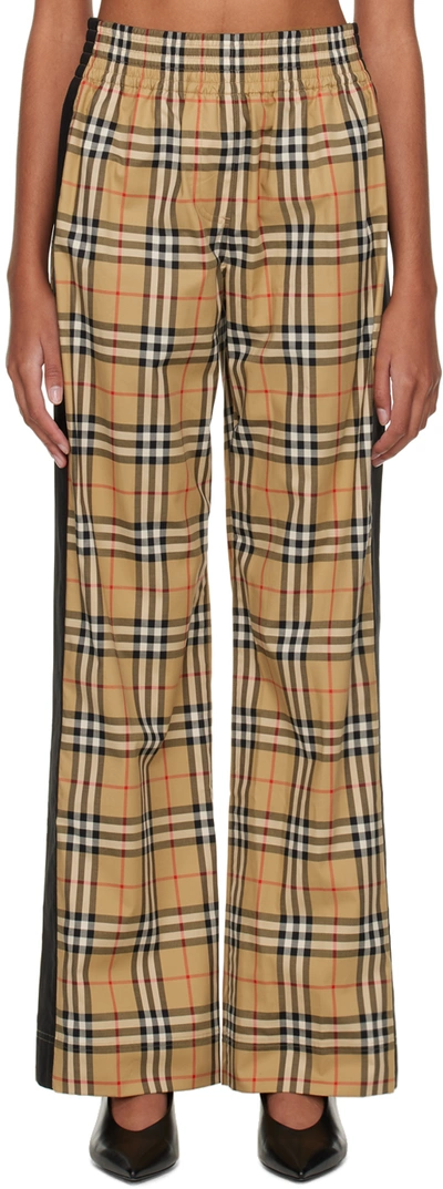 Burberry Louane Check Stretch Cotton Pants In Beige