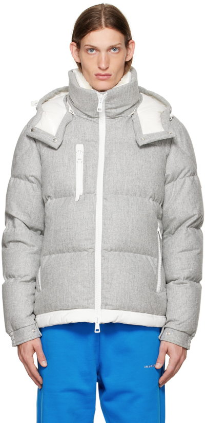 Moncler Tarentaise Quilted Virgin Wool-flannel Hooded Down Jacket In Grey