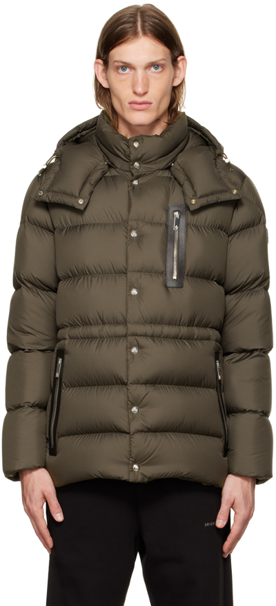 Moncler Bauges Leather-trimmed Quilted Shell Hooded Down Jacket In Brown