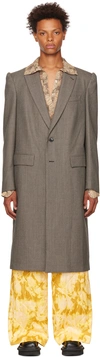 Dries Van Noten Brown Two-button Coat In 975 Dessin A