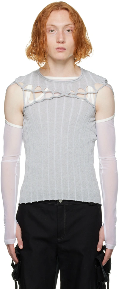 Dion Lee Gray X Braid Tank Top In Silver