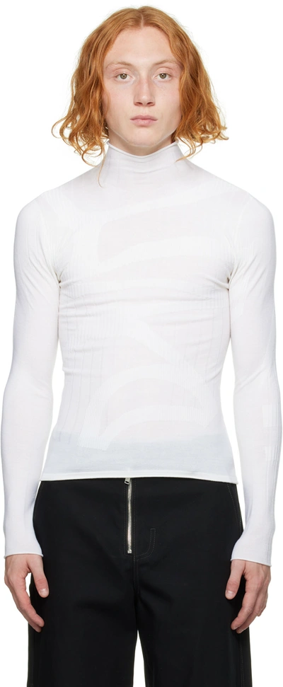 Dion Lee White Rolled Long Sleeve Turtleneck