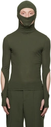 Dion Lee Green Interlock Mask Long Sleeve Turtleneck In Shadow Green