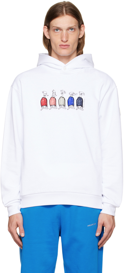 Moncler Duck-print Cotton Hoodie In White