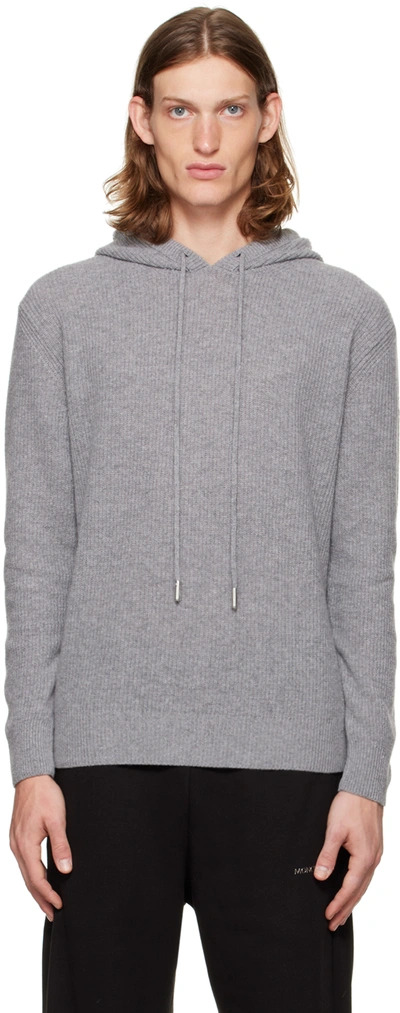 Moncler Men's Cashmere-wool Pullover Hoodie In Charcoal