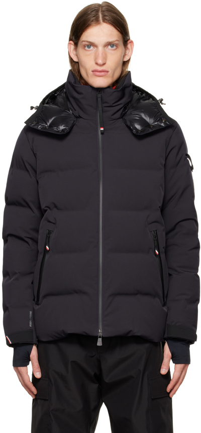 Moncler Navy Patch Down Jacket In 742 Blue