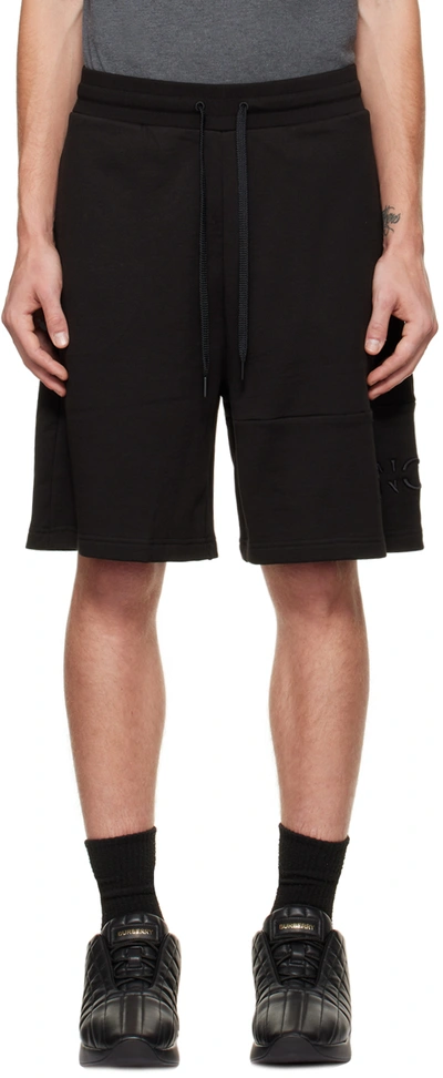 Moncler Black Embroidered Shorts In 999 Black
