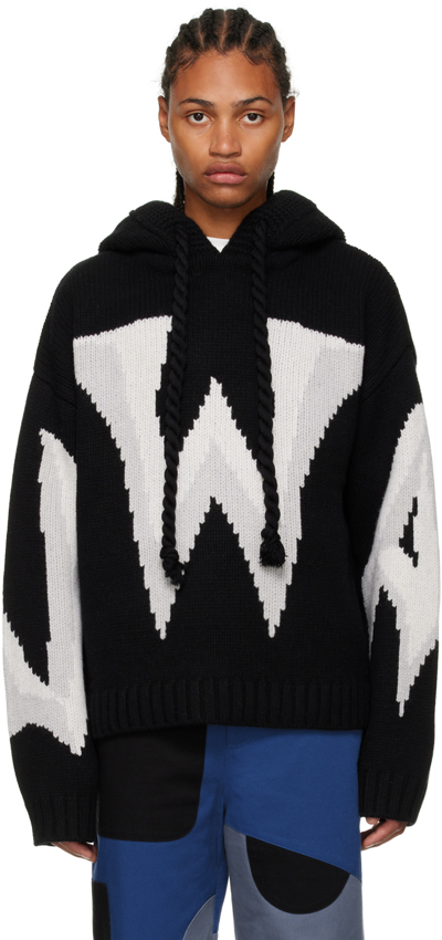 Jw Anderson Black & Off-white Gothic Chunky Hoodie