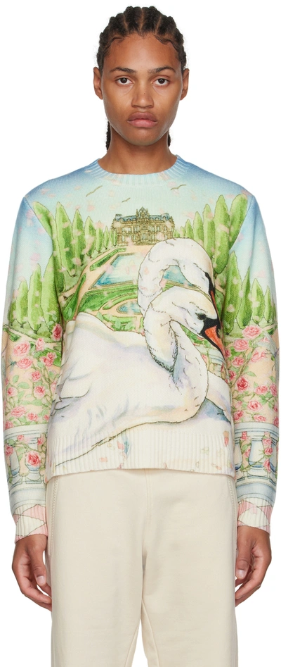 Casablanca Lamour En Fleur Printed Crewneck Jumper In Neutrals