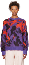 Msgm Red & Purple Acid Marble Drill Sweater In 74 Purple