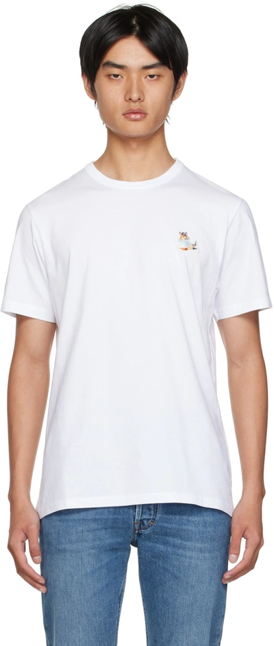 Brunello Cucinelli Dressed Fox Logo Cotton Jersey T-shirt In White
