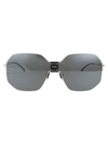 Mykita X Maison Margiela Square Frame Sunglasses In 351 Mh22 Pitch Black Shiny Silver Silver Flash Shield