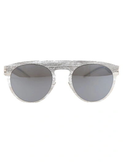 Mykita Mmtransfer004 Sunglasses In 354 Silver White Pine Brown Flash