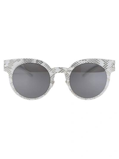 Mykita Mmtransfer001 Sunglasses In 241 Silver White Python Brown Flash